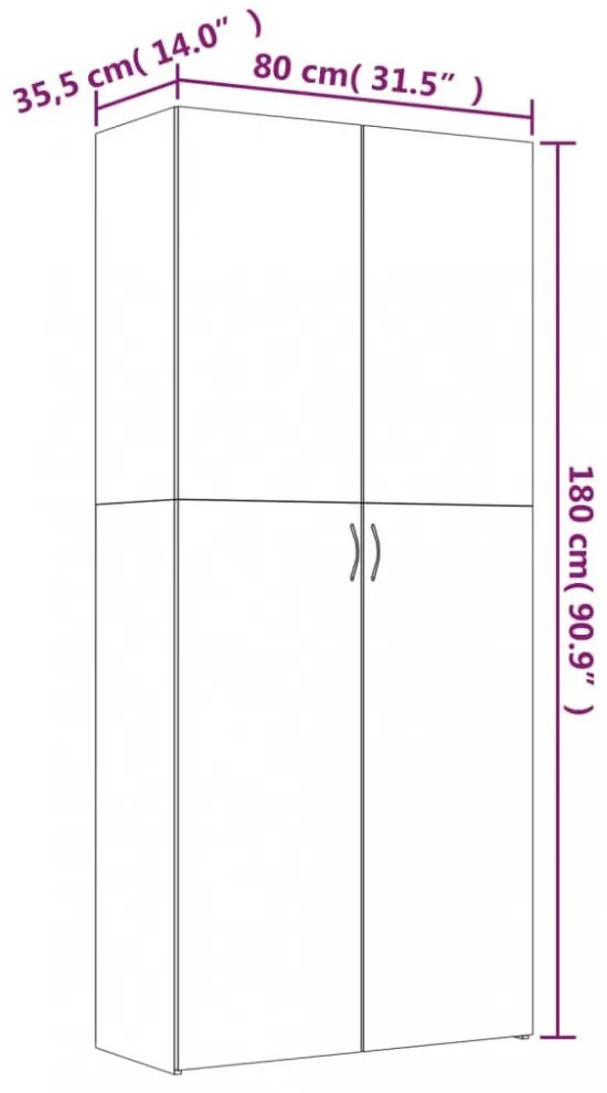 szürke sonoma színű szerelt fa cipősszekrény 80x35,5x180 cm
