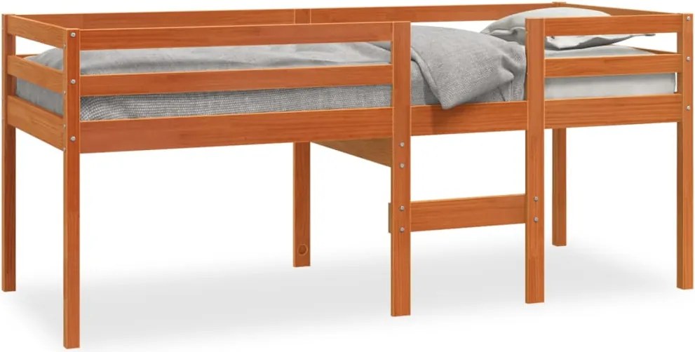 vidaXL viaszbarna tömör fenyőfa magasított ágy 90 x 200 cm