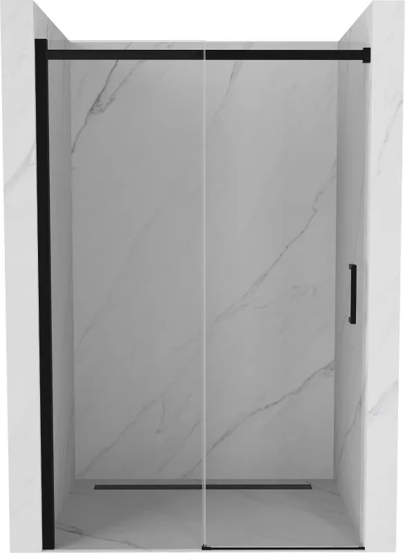 Mexen Omega 140 cm-es toló zuhanyajtó, áttetsző, fekete - 825-140-000-70-00