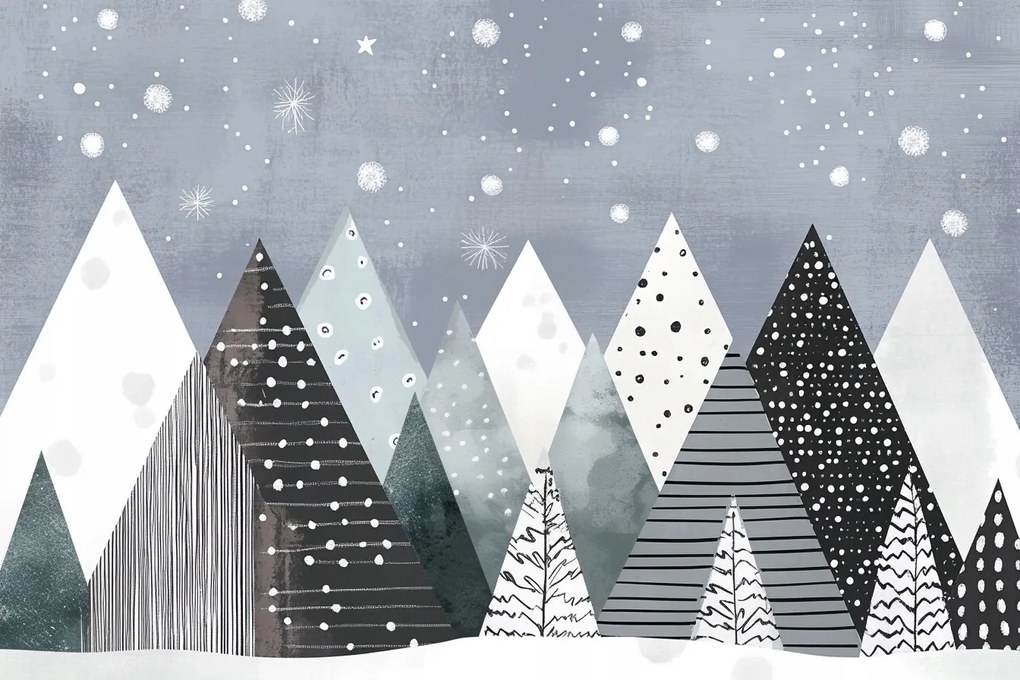 Fotótapéta Flizelina Gyerekek Tájkép Hegyek Fák Tél Hó 254x184 ragasztó