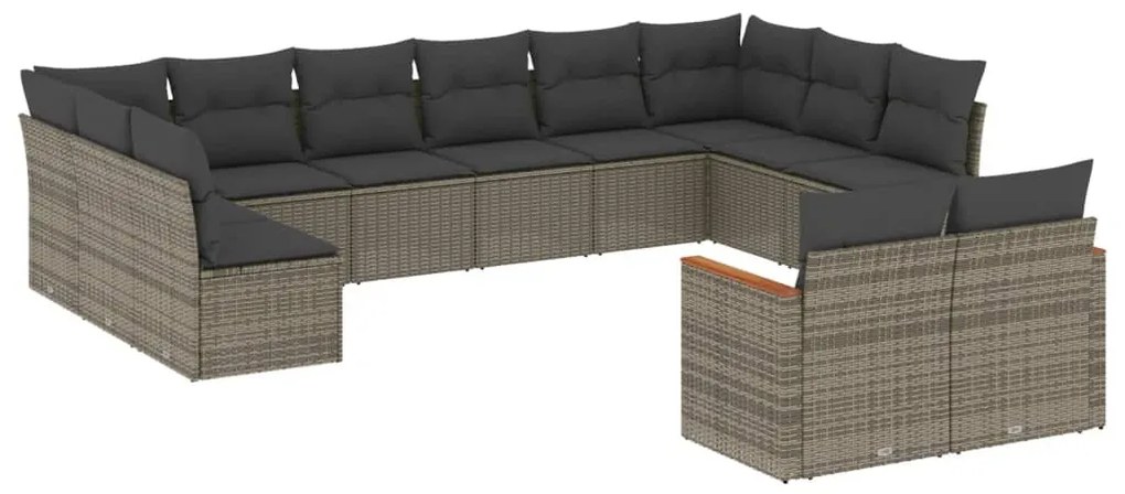 vidaXL 12 részes szürke polyrattan kerti ülőgarnitúra párnákkal