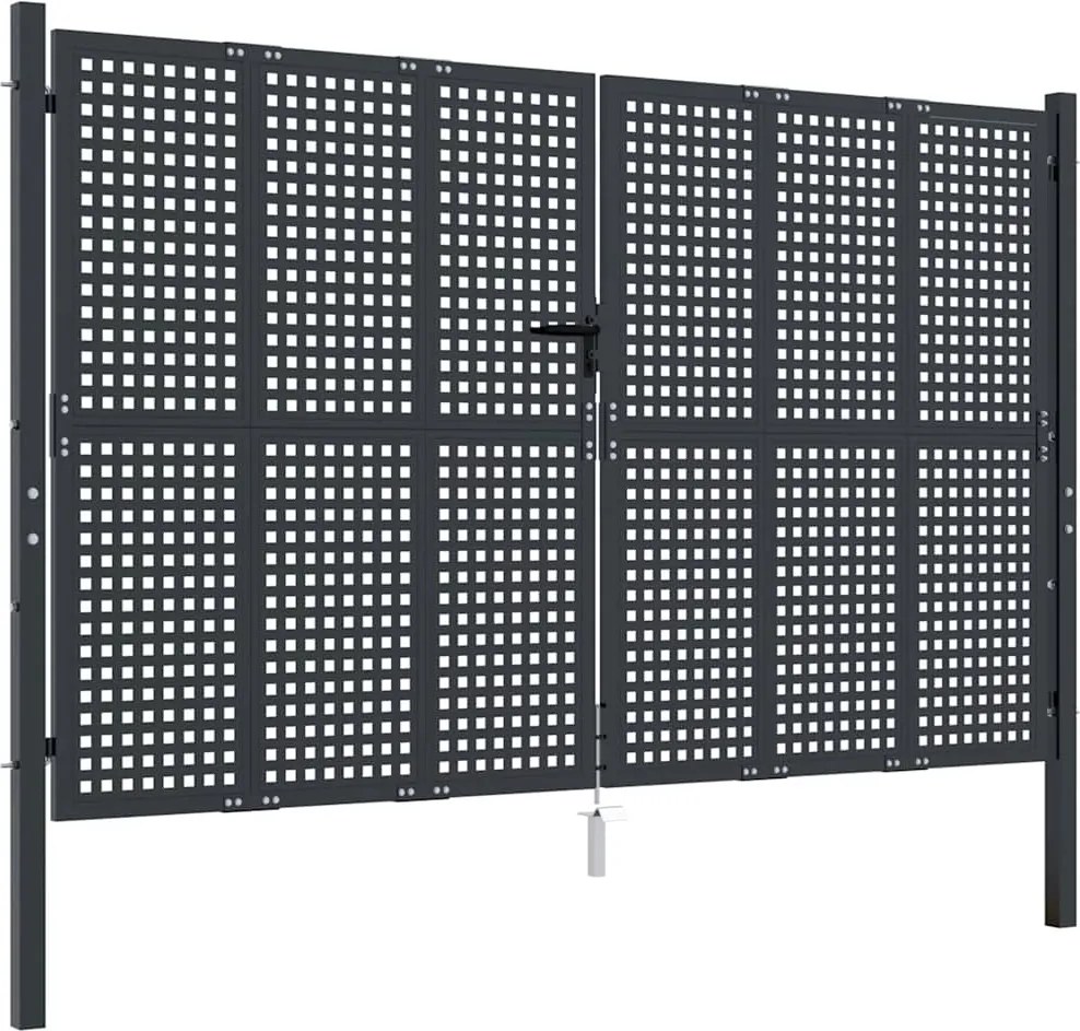 vidaXL antracit színű acél kerti kapu 300 x 175 cm