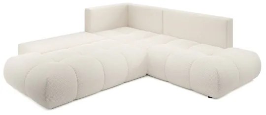 Ágyazható balos L-alakú kárpitozott sarokkanapé ágyneműtartóval ALMADA bézs