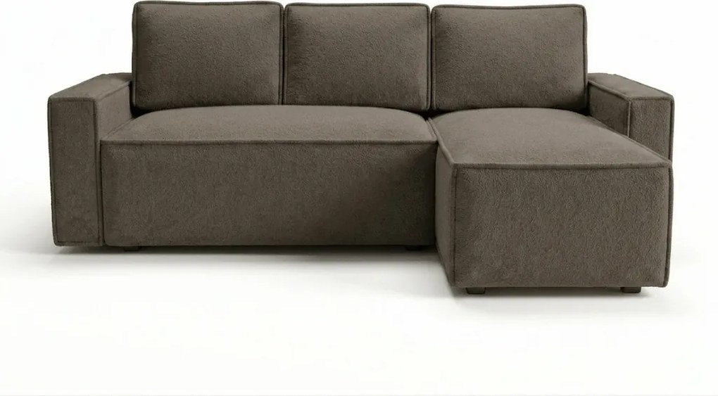 SMART BOUCLE L alakú kihúzható, megfordítható sarokkanapé 232x143 cm, szürkésbarna
