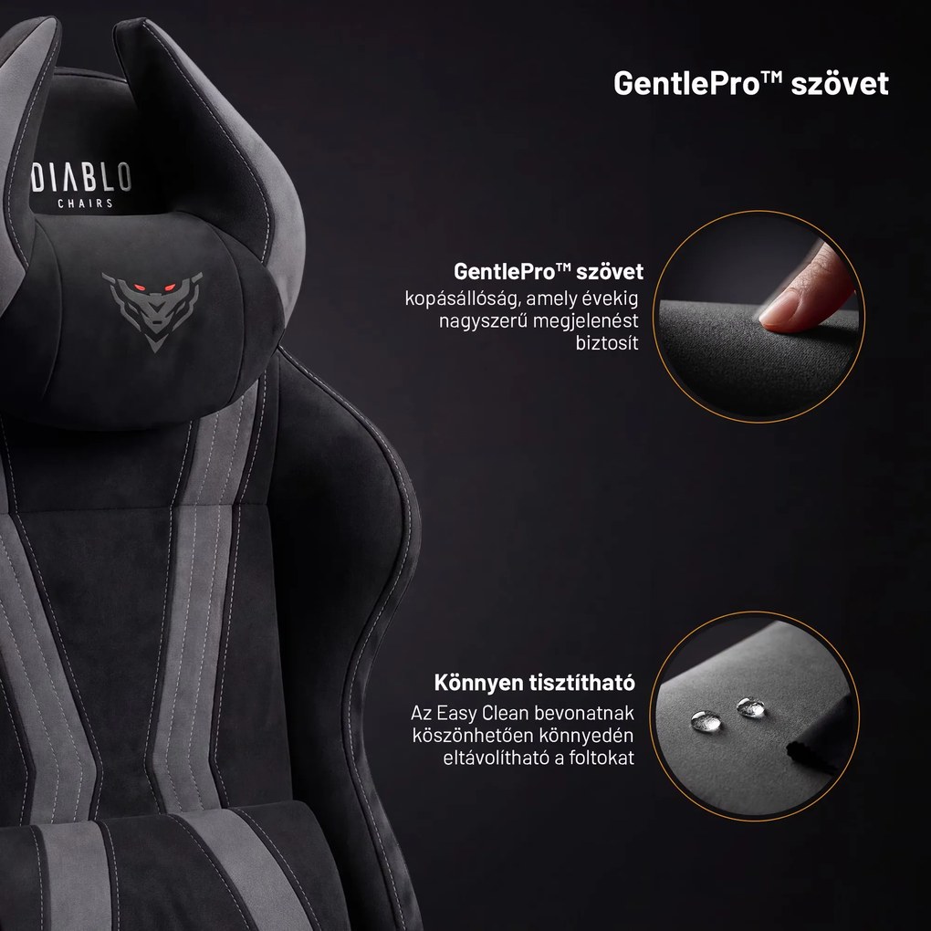 Gamer szék szövet fekete Normal Size: Diablo X-Horn 2.0 Burned Black