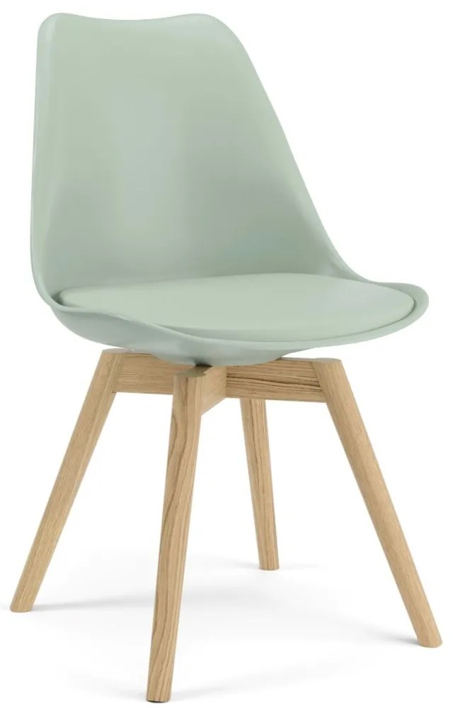 Gina design szék, zsálya ülőlap, tölgy láb
