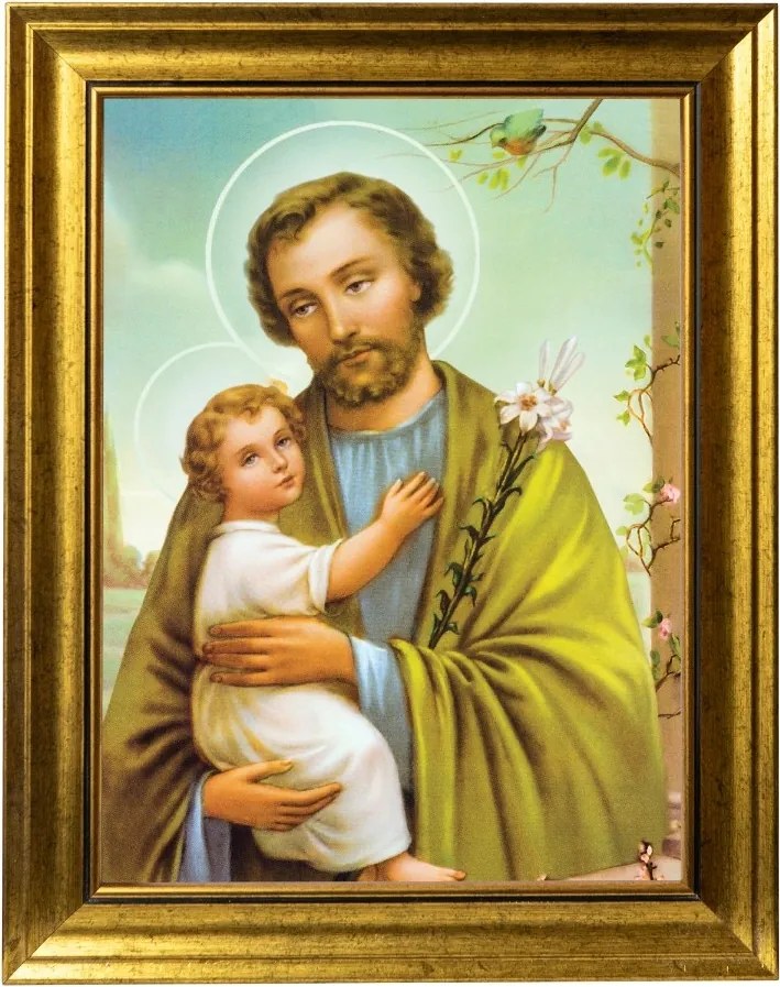 Szent József A Gyermekkel Vallásos Kép Arany Díszített Keretben 30X4