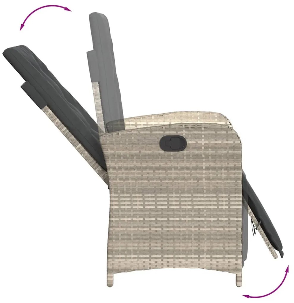 3 részes világosszürke polyrattan bisztrógarnitúra párnákkal