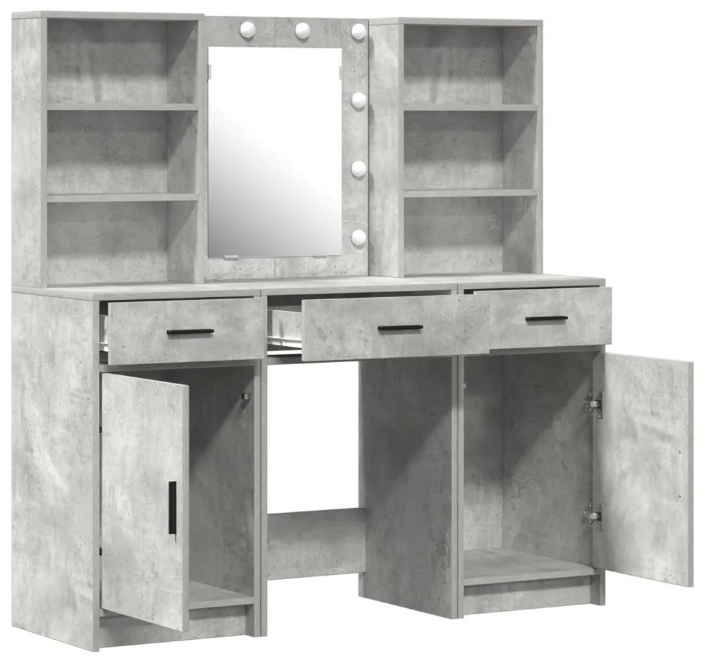 Sminkasztal Készlet 3 pcs Beton Szürke 50 x 41 x 135 cm Faanyag