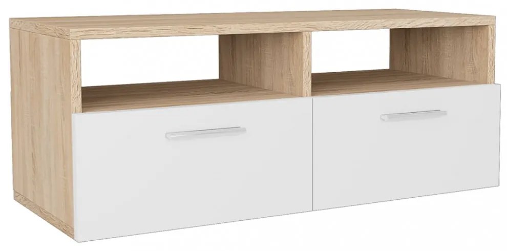 2 db tölgyfa színű/fehér faforgácslap TV szekrény 95x35x36 cm