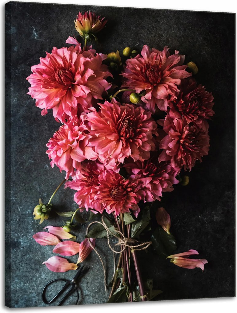 Vászonkép Botanika Dália csokor 30x40 cm