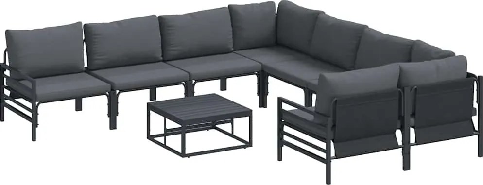 vidaXL Kerti Kanapé Szett párnával Antracit Acél