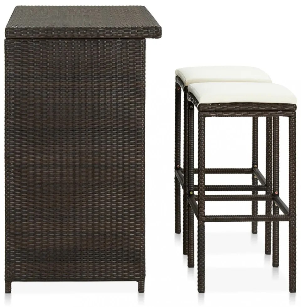 3 darabos barna polyrattan bárszett