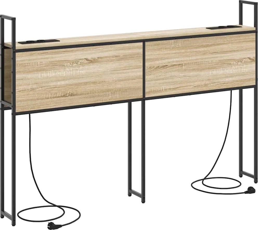vidaXL Tárolós Fejtámla Töltő Állomással sonoma tölgy 143 x 15 x 98 cm