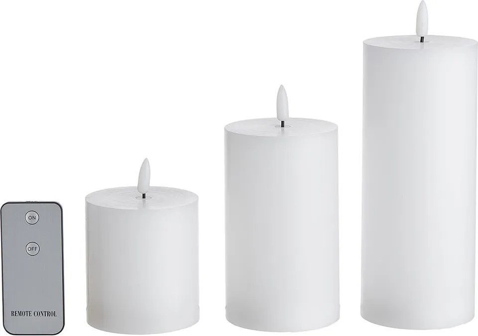 NORDIC LIGHT LED gyertya távirányítóval, fehér 3 darab