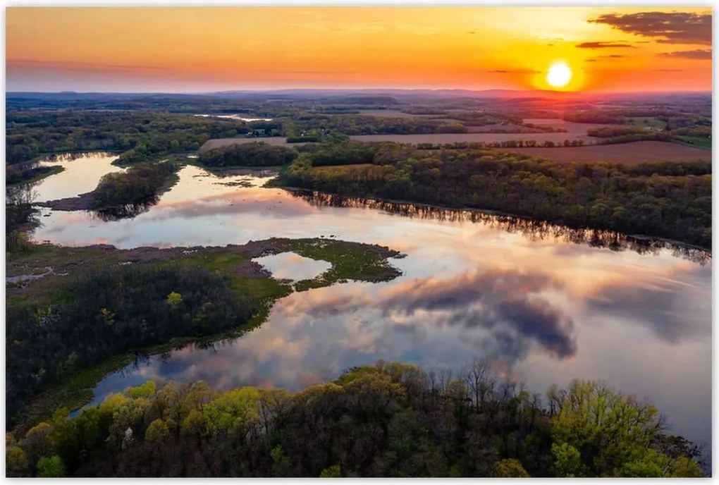 Poszterek 120x80 Folyó Erdő Naplemente