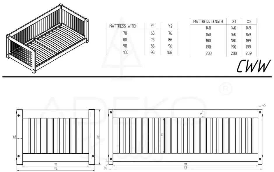 Natúr színű borovi fenyő gyerekágy 90x190 cm Mila CWW – Adeko