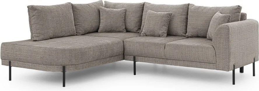 Szürkésbarna zsenília sarokkanapé (bal oldali-L alakú) Mauris – Ropez