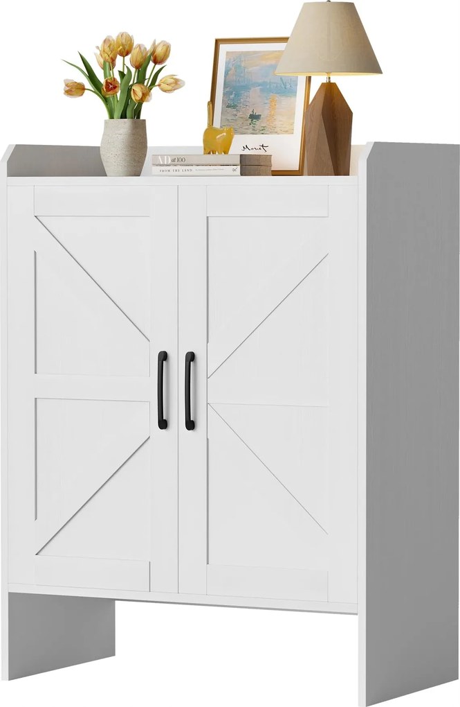 Cipősszekrény Szabadon Álló Könyvespolc 5 Szintes, Ajtóval, Fehér