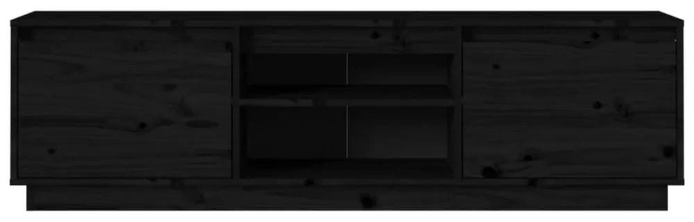fekete tömör fenyőfa TV-szekrény 140 x 35 x 40 cm