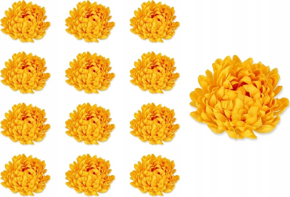 Krizantém finom fej sárga 12db-os művirág szett