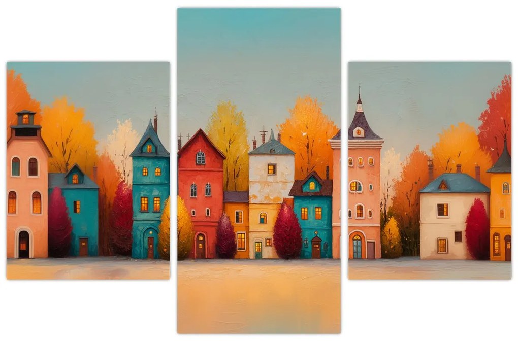 Kép - Őszi falu (90x60 cm)