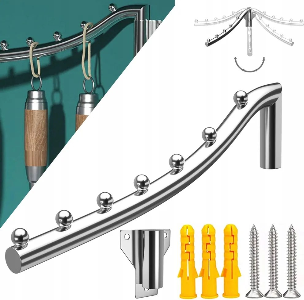 Összecsukható 180°-ban forgatható ruhaakasztó Csavarokkal