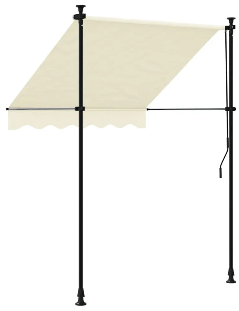 krémszínű szövet és acél feltekerhető napellenző 150 x 150 cm