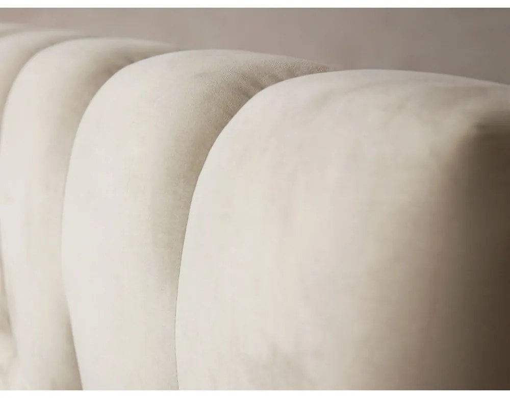 Bézs kárpitozott franciaágy tárolóhellyel, ágyráccsal 160x200 cm Bali – Cosmopolitan Design