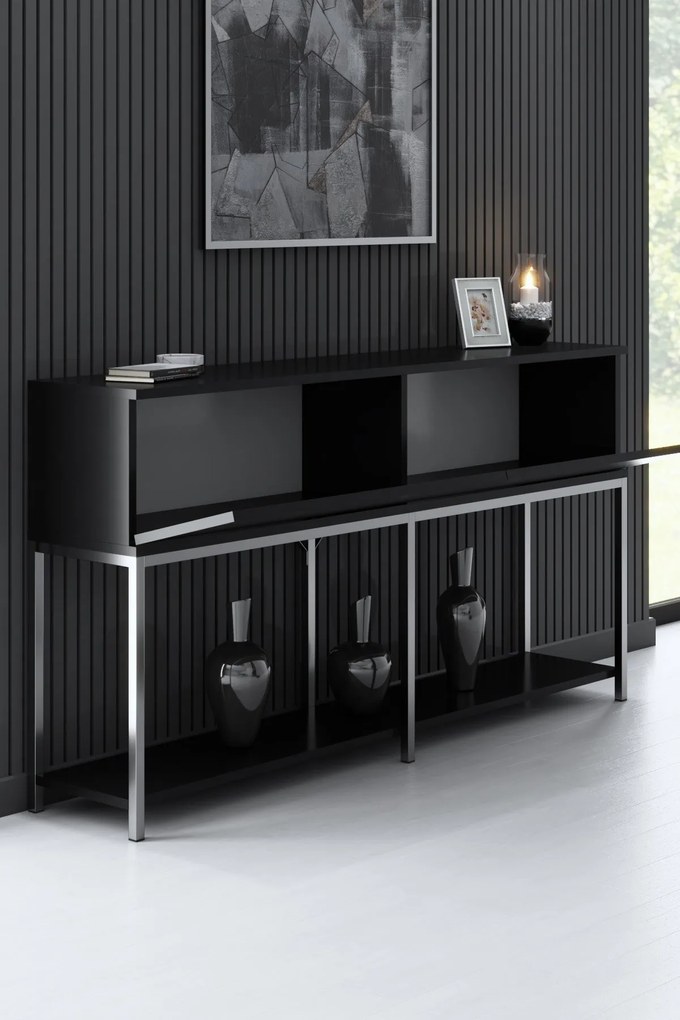 Konzolasztal Lord - Black, Silver