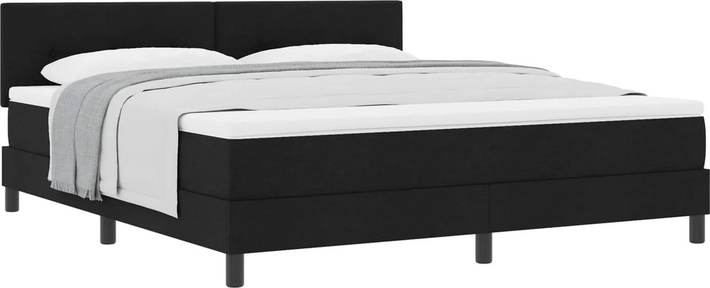 vidaXL Boxrugós ágy matracmal fejtámlával Fekete 180 x 200 cm szövet