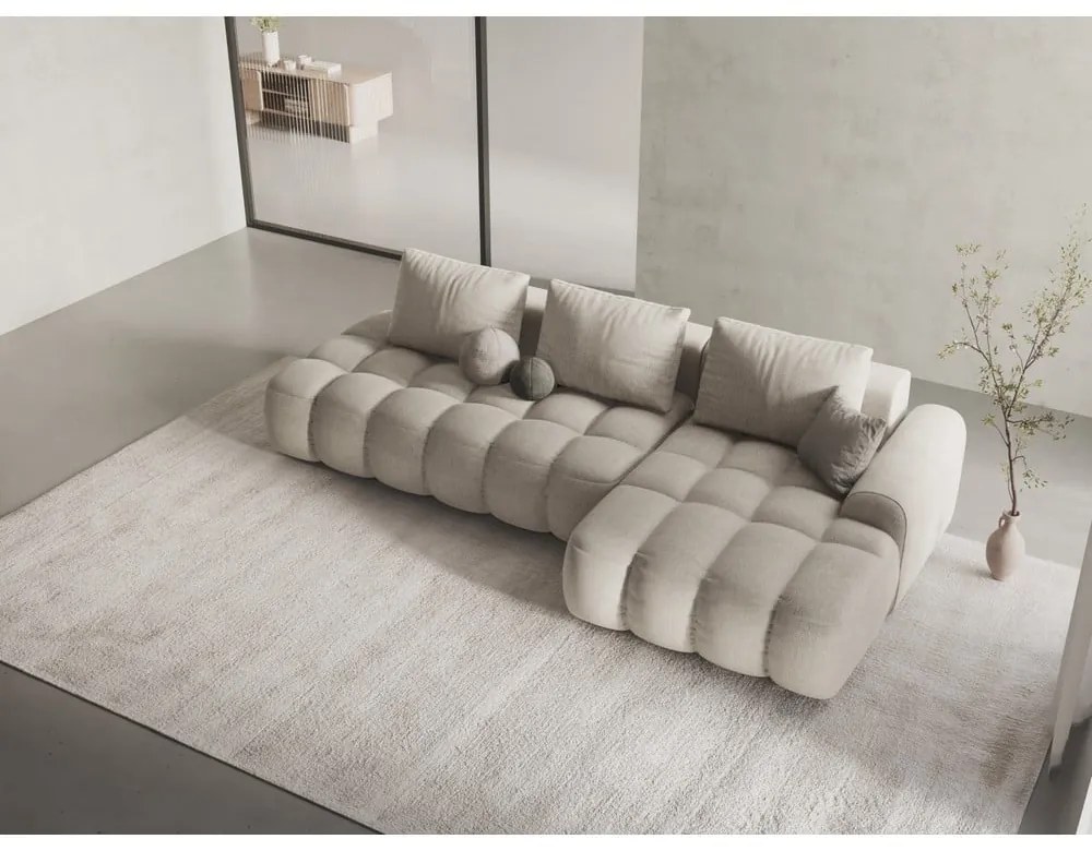 Bézs kinyitható-tárolóhelyes sarokkanapé (jobb oldali-heverő résszel) Linz – Cosmopolitan Design