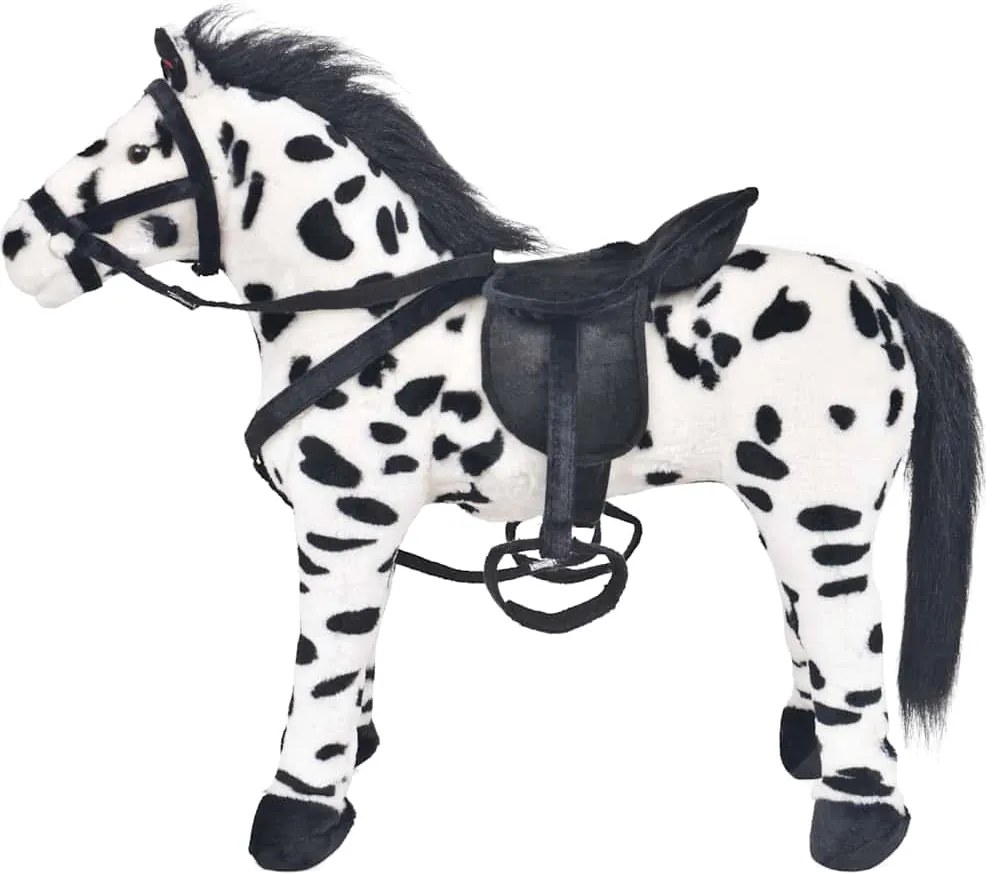 vidaXL fekete-fehér álló ló plüssjáték XXL