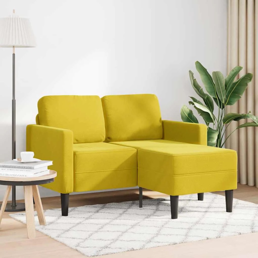 sárga bársony 2 üléses kanapé L-alakú kanapéval 125 cm