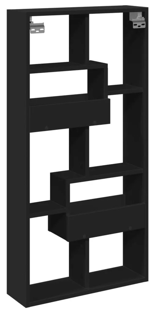 fekete szerelt fa faliszekrény 50 x 15 x 100 cm