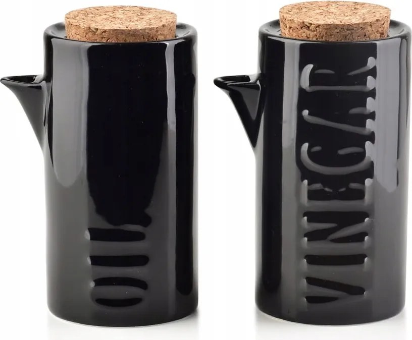 Modern Life olíva- és ecettartó porcelán szett, fekete