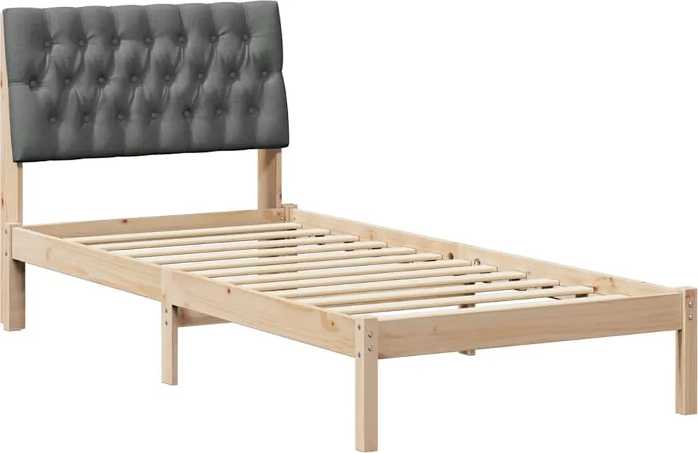 vidaXL Ágykeret Kárpitozott Fejtámlával fejtámlával Barna 90 x 200 cm