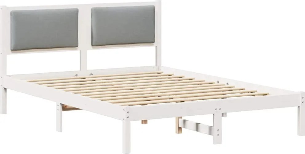 vidaXL Ágykeret fejtámlával Világosszürke 150 x 200 cm Tömör fenyőfa