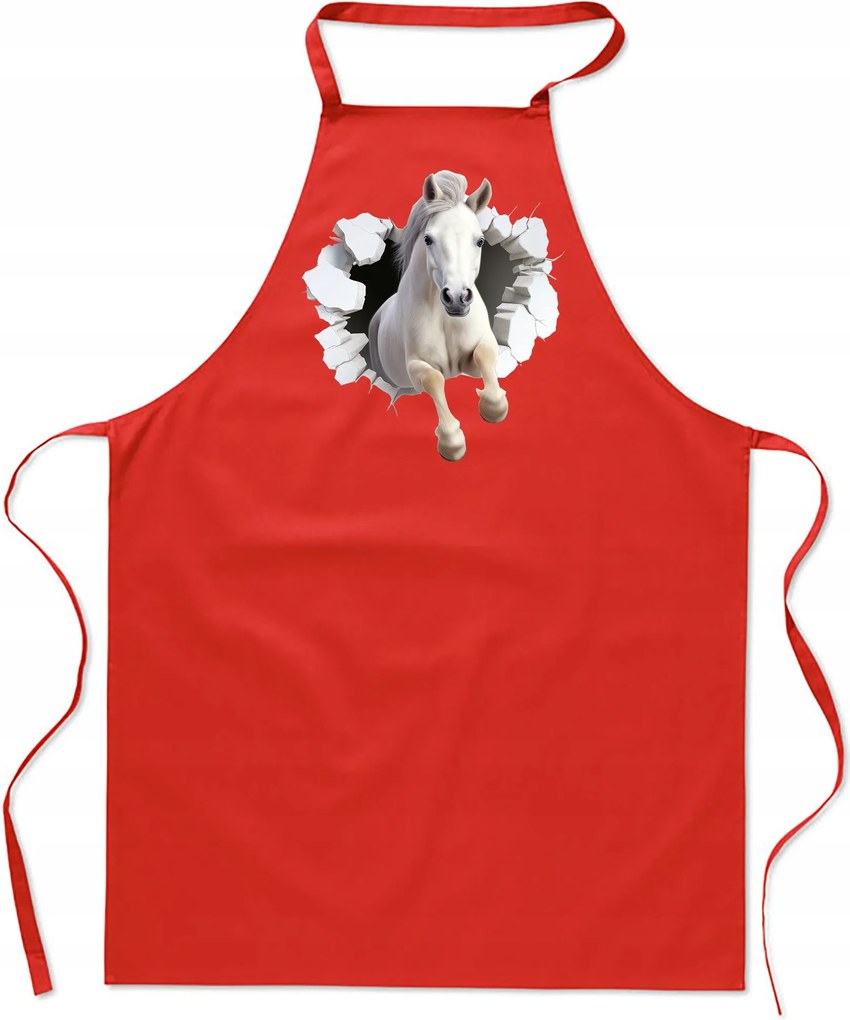 Konyhai Kötény pamut piros lyuk Ló FA_493_cw