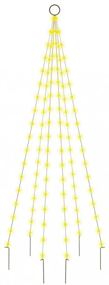 karácsonyfa zászlórúdon 108 meleg fehér LED-del 180 cm