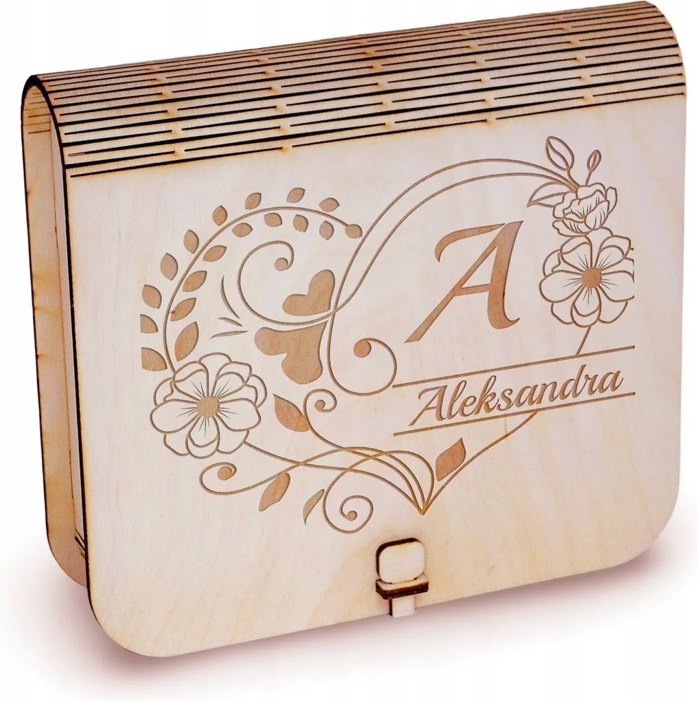 Fényképtartó Doboz Ajándék Születésnap Névnap Évforduló Szív monogrammal