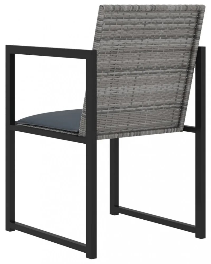5 részes szürke kültéri polyrattan étkezőszett párnákkal