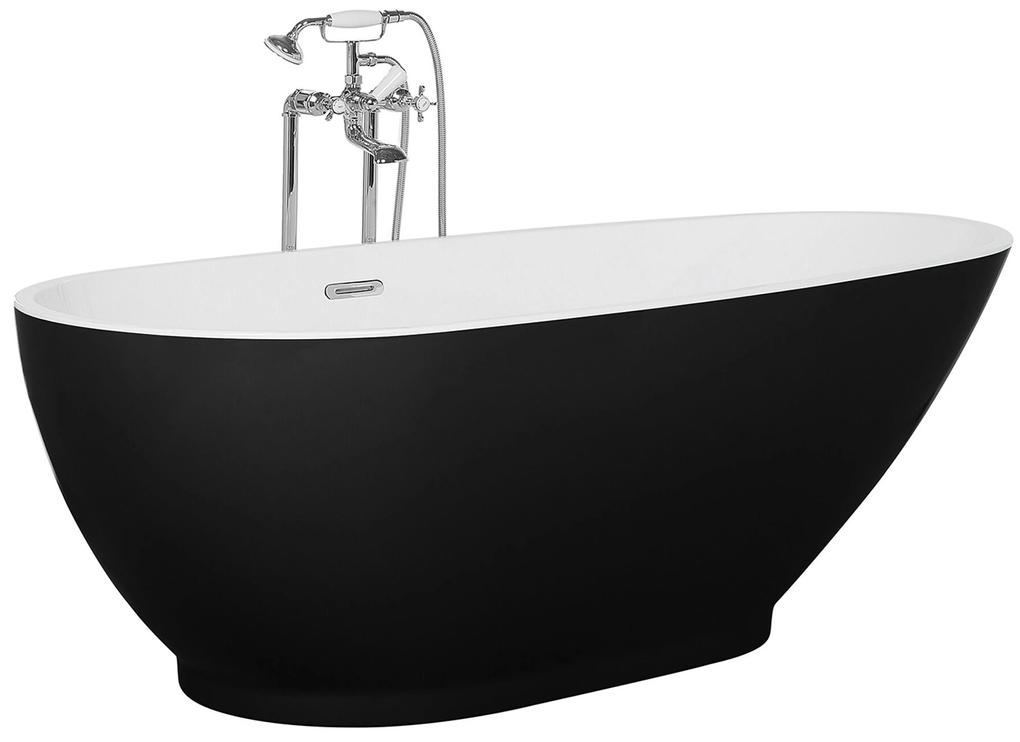 Fekete és fehér szabadon álló fürdőkád 173 x 82 cm GUIANA Beliani