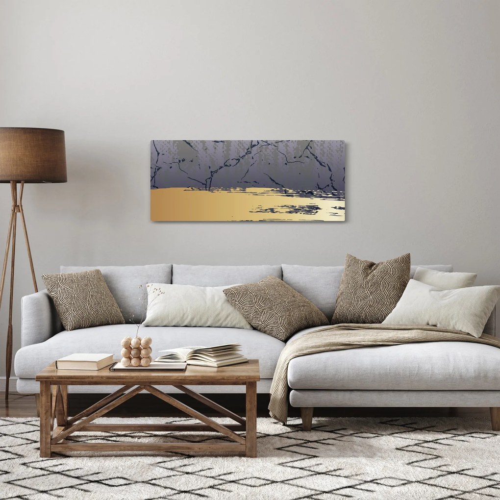 Kép - Kék és arany absztrakció N⁰1 (120x50 cm)