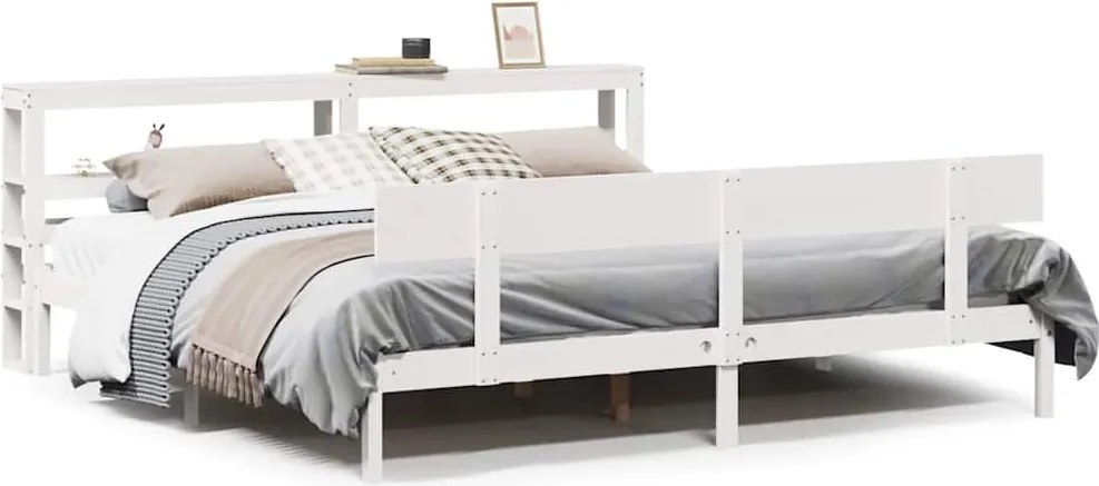 vidaXL fehér tömör fenyőfa ágy matrac nélkül 180 x 200 cm