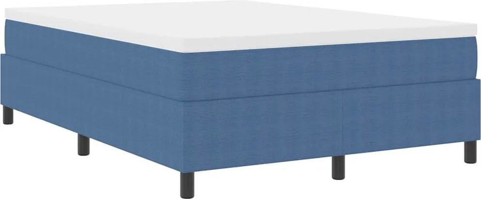 vidaXL Boxrugós ágy Kék és Fehér 140 x 190 cm Bársonyos szövet