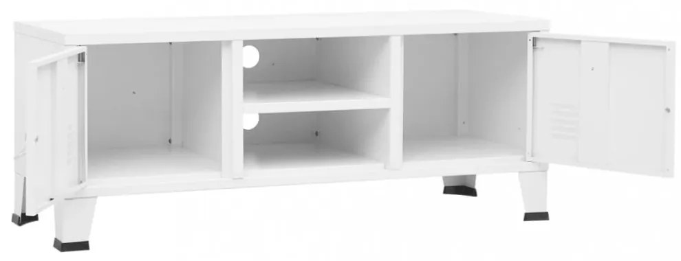 fehér fém ipari stílusú TV-szekrény 105 x 35 x 42 cm