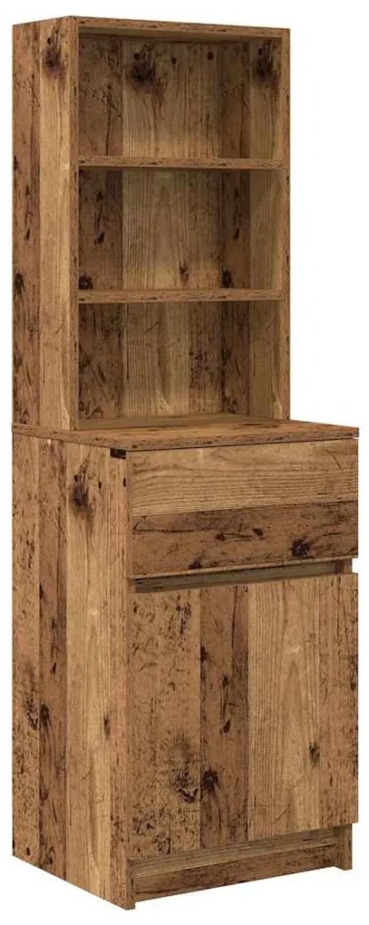 antik fa színű szerelt fa éjjeliszekrény 39x35x125 cm