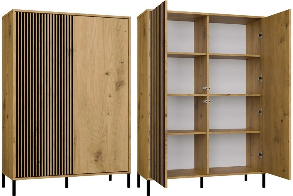 KAMARO 2DD/SLIM polcos szekrény, 103,5x147,5x40 cm, tölgy