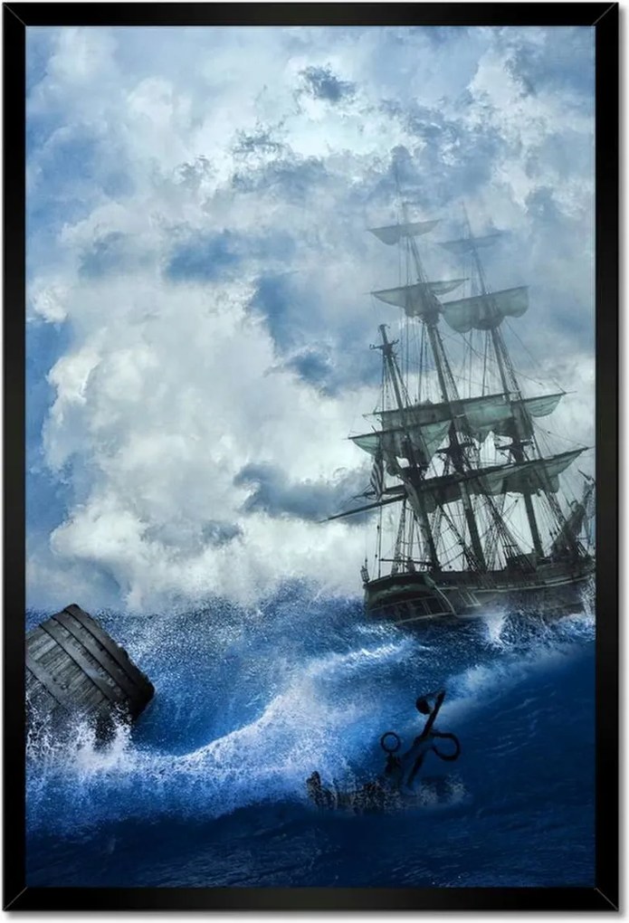 Poszterek keretben 40x60 Vihar Tenger Hajó Tájkép